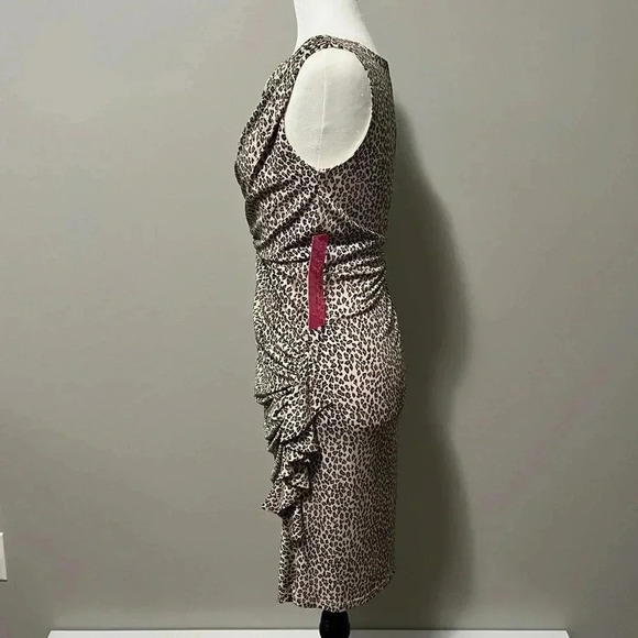 Betsey Johnson Animal Print Ruched Sleeveless Sheath Dress - Picture 6 of 15